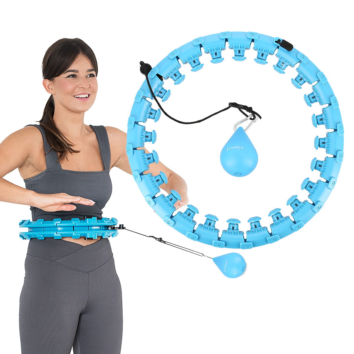 Masážní hula hoop HMS HHW01 se závažím modrá - Obrázek 3