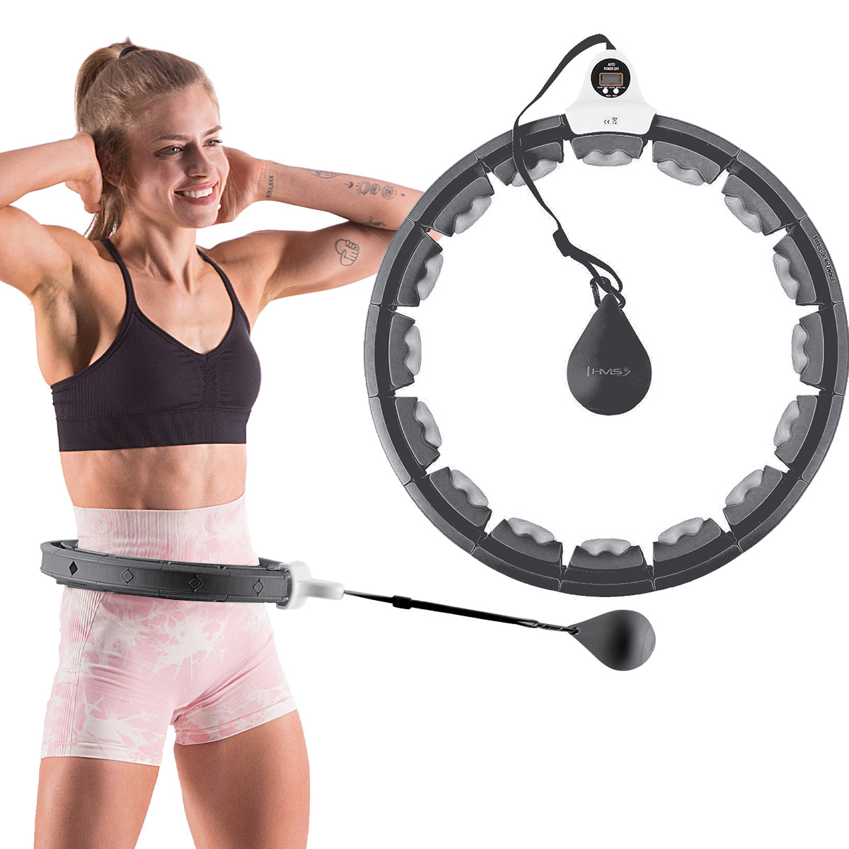 Masážní hula hoop HMS HHW06 se závažím a počítadlem černá - Obrázek 3