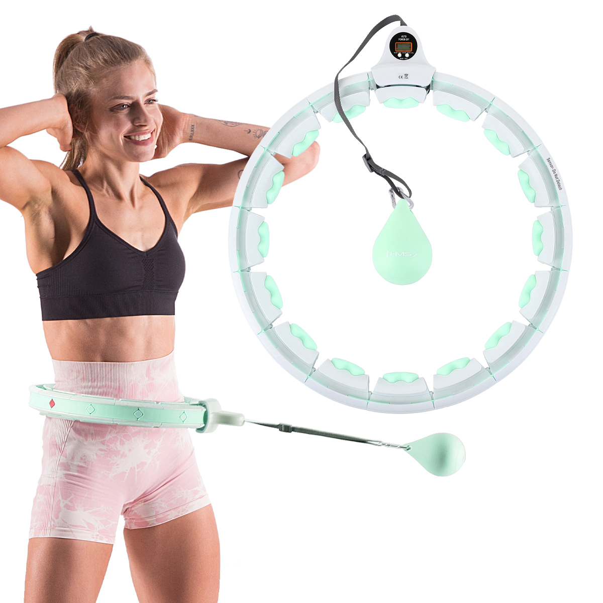 Masážní hula hoop HMS HHW06 se závažím a počítadlem zelená - Obrázek 3