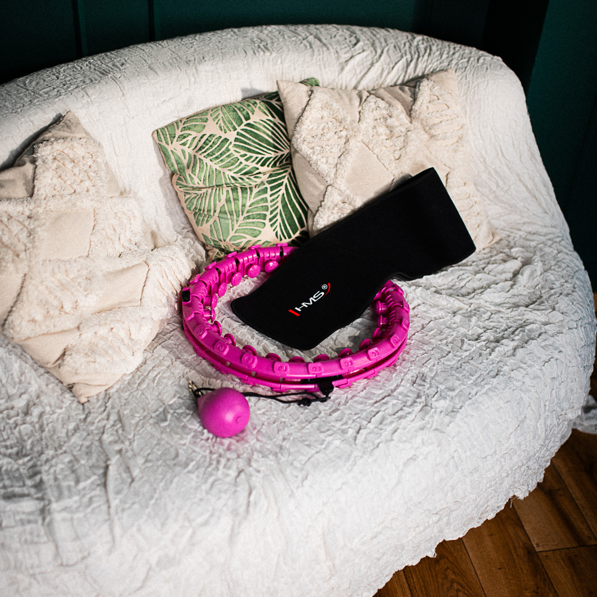 Sada masážní hula hoop HMS HHW12 PLUS Size se závažím a zeštíhlujícího pásu BR163 fialová - Obrázek 5