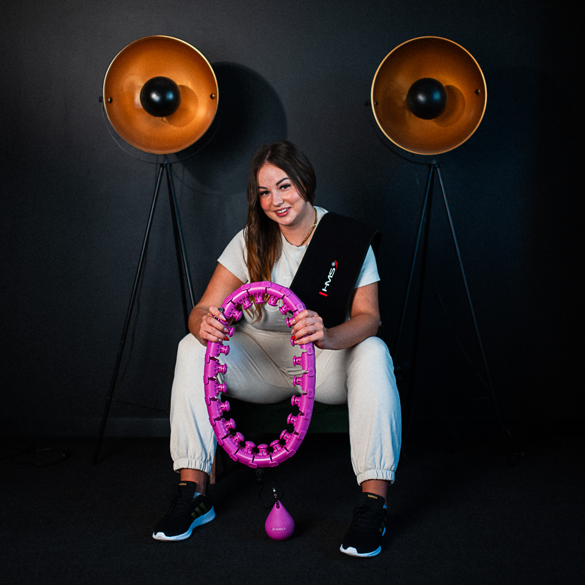 Sada masážní hula hoop HMS HHW12 PLUS Size se závažím a zeštíhlujícího pásu BR163 fialová - Obrázek 8