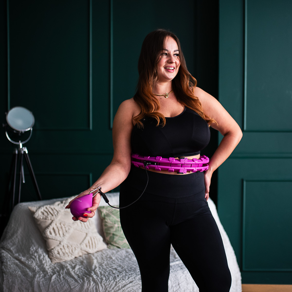 Sada masážní hula hoop HMS HHW12 PLUS Size se závažím a zeštíhlujícího pásu BR163 fialová - Obrázek 9