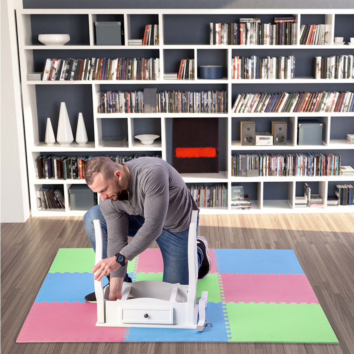 Ochranná puzzle podložka ONE Fitness MP10 zelená-modrá-červená - Obrázek 5