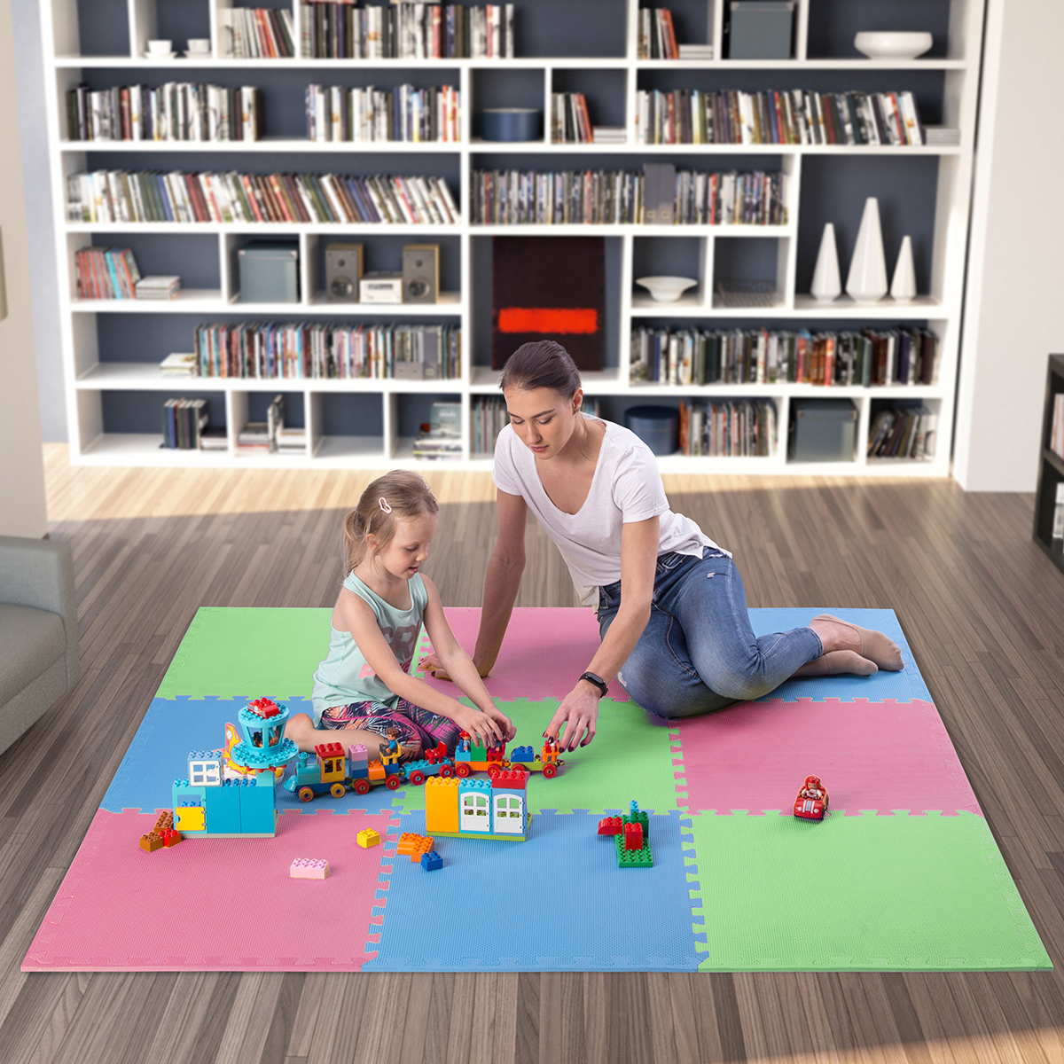 Ochranná puzzle podložka ONE Fitness MP10 zelená-modrá-červená - Obrázek 7