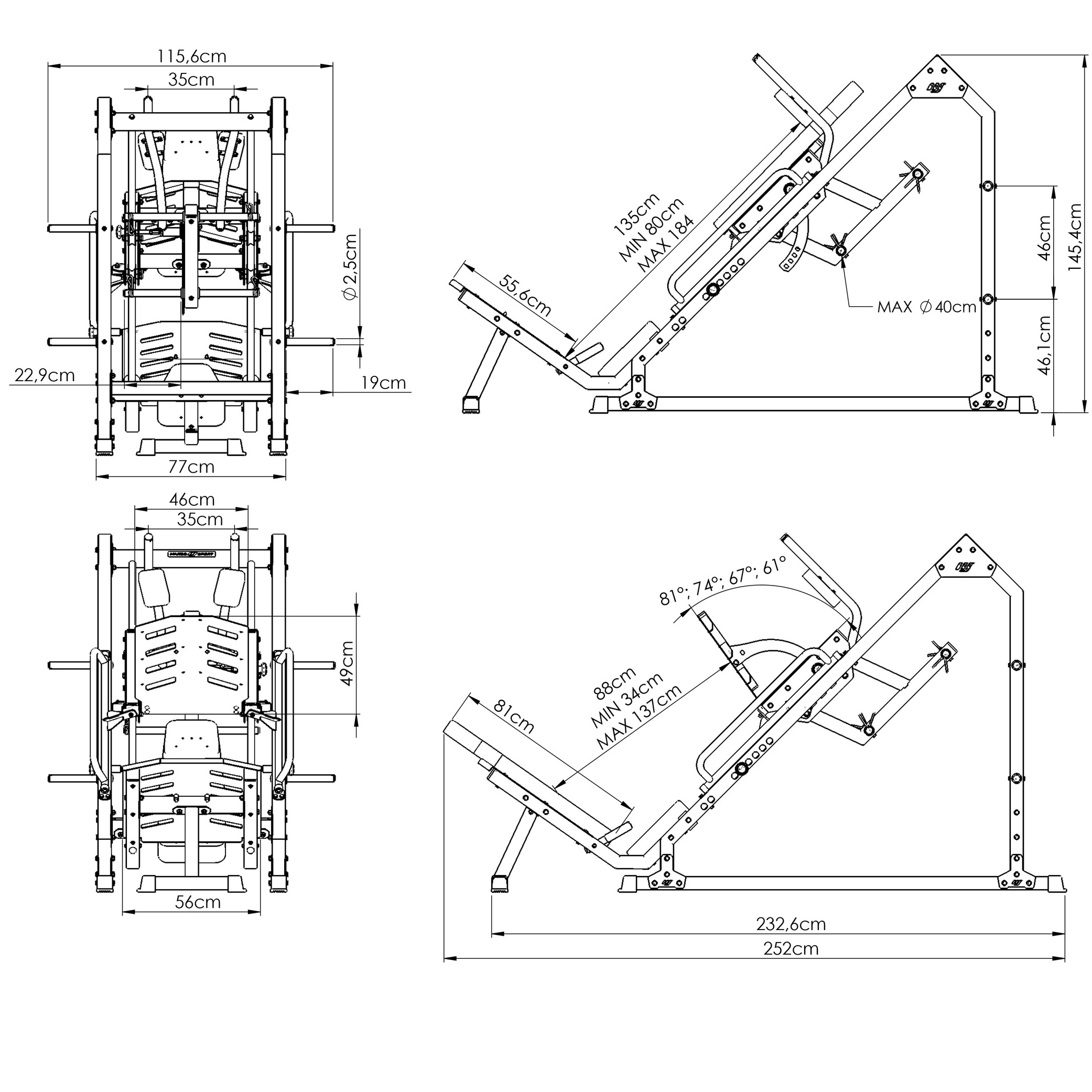 Hacken dřep (leg-press) MARBO MS-U106 2.0 - Obrázek 9