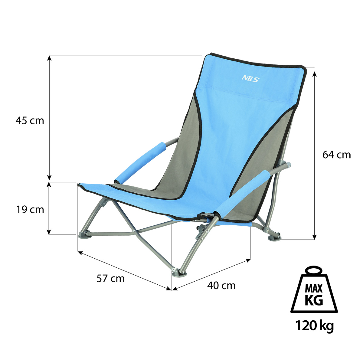 Plážové křeslo NILS Camp NC3035 modré - Obrázek 3