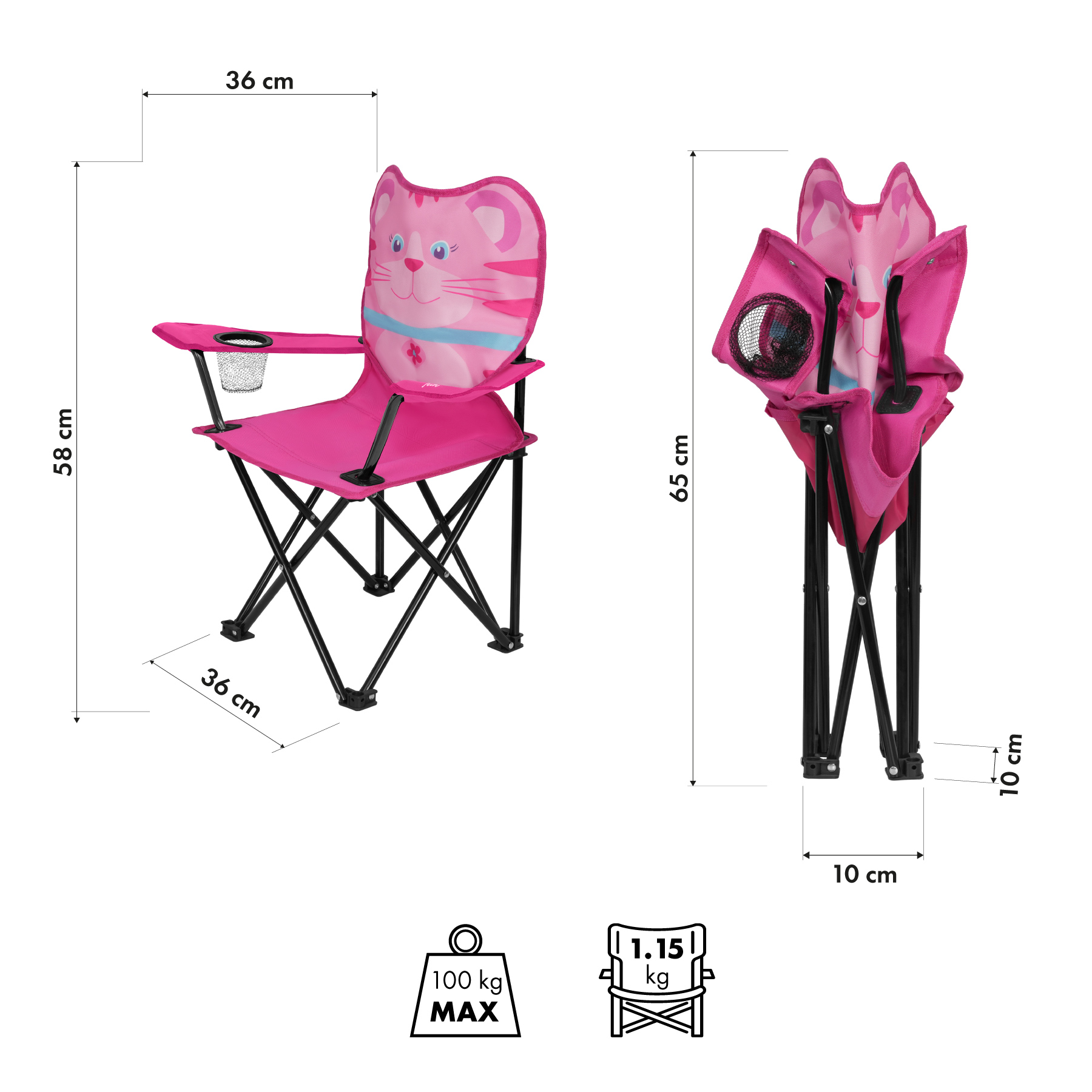 Dětská skládací židle NILS Fun NC3305 kočka - Obrázek 2