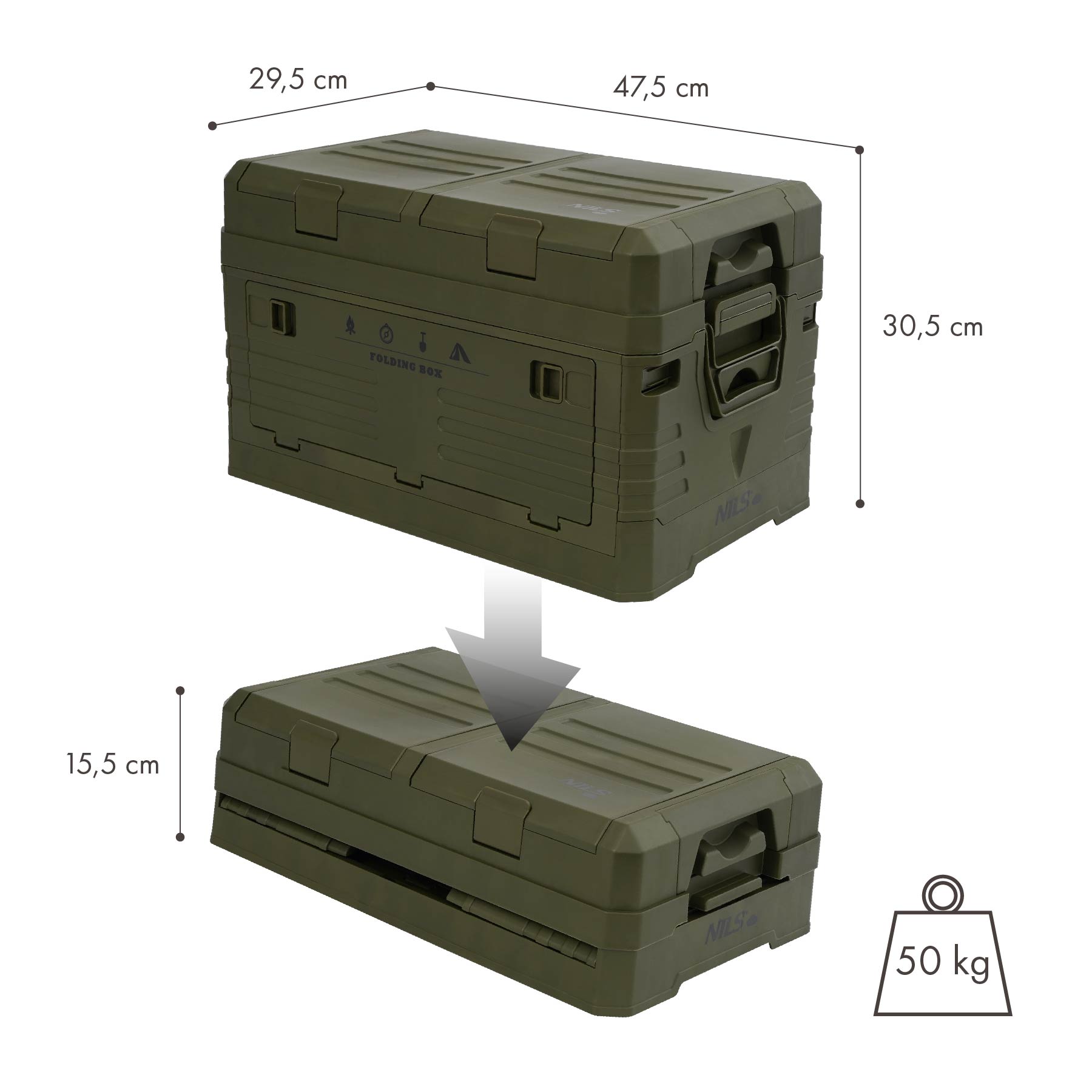 Skládací box s víkem NILS Camp NCB4003 42L zelený - Obrázek 3