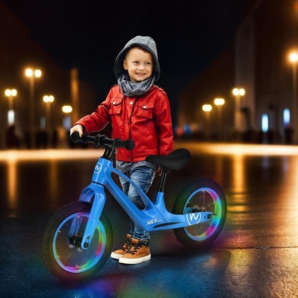 Dětské odrážedlo NILS Fun RB901 s 12" pumpovanými koly a LED modré - Obrázek 2