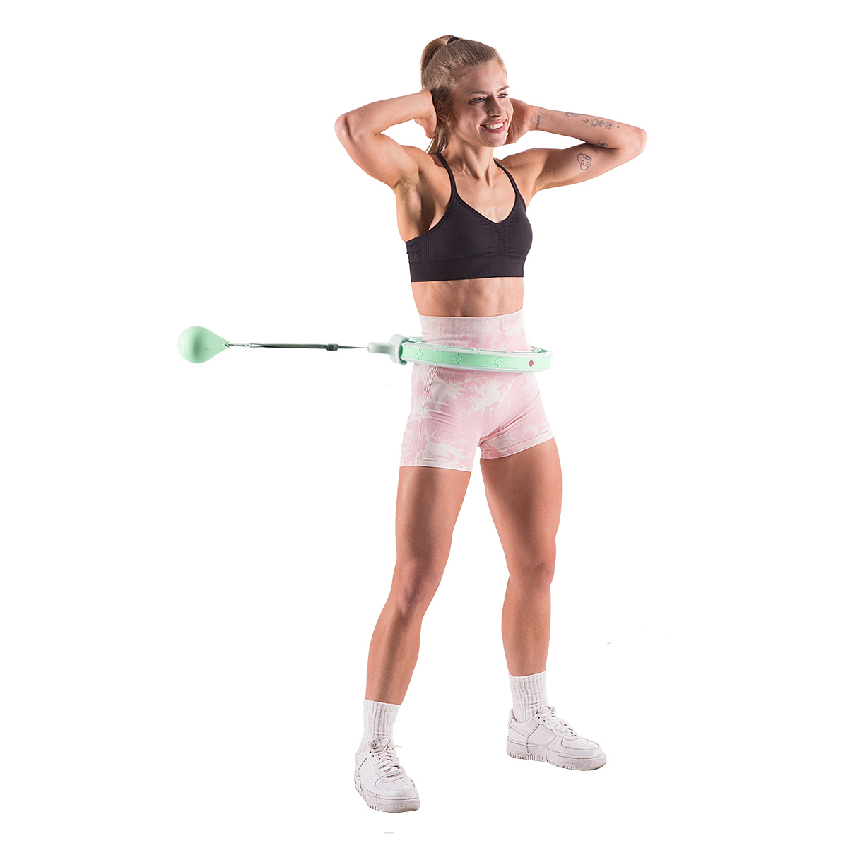 Sada masážní hula hoop HMS HHW06 zelená se závažím a počítadlem a zeštíhlujícího pásu BR163 plus size - Obrázek 6